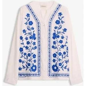 bonprix Bluse aus reiner Baumwolle mit Stickereiweiß 52Damen