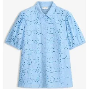bonprix Lochstickerei-Bluse aus reiner Bio-Baumwolleblau 36Damen