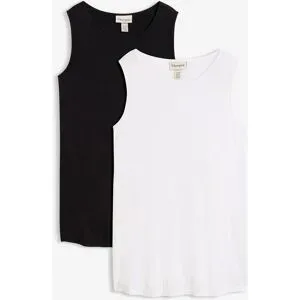 bonprix Shirttop Packung, 2 tlg. Longtop in dezenter A-Linie, ärmellos, Viskose-Jersey mit Stretch