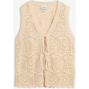 bonprix Ajour-Strickweste aus Baumwoll-Mixbeige 52Damen