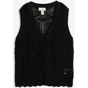 bonprix Ajour-Strickweste aus Baumwoll-Mixschwarz 40Damen