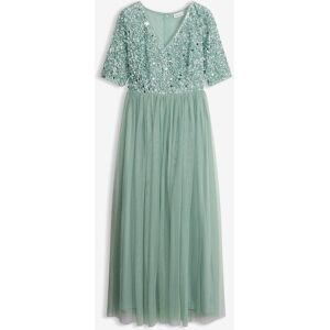 bonprix Abendkleid aus zartem Tüll mit Paillettenstickereigrün 34Damen
