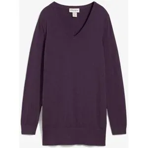 bonprix Basic Longpullover mit V-Ausschnittlila 52Damen