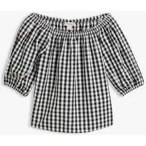 bonprix Carmenbluse aus reiner Baumwolleschwarz 46Damen