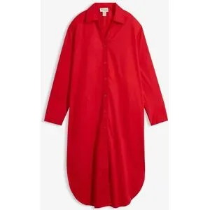 bonprix Hemdblusenkleid aus Baumwollerot 36Damen
