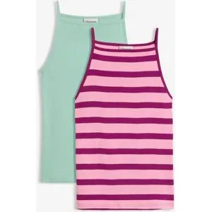 bonprix Ripp-Top aus reiner Bio-Baumwolle (2er Pack)lila 44Damen