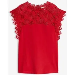 bonprix Shirt mit Spitzeneinsatzrot 44Damen