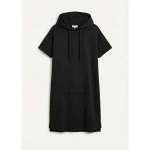 bonprix Sweatkleid aus Baumwolle, Loose fit, mit Kapuze, mit Kangaroo-Tasche, Kurzarm
