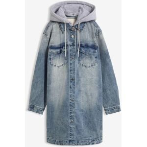 bonprix Jeansjacke mit Kapuze lange, bequeme Passform, mit Eingriffs- und Brusttaschen