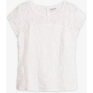 bonprix Blusenshirt mit Spitzeweiß 46Damen