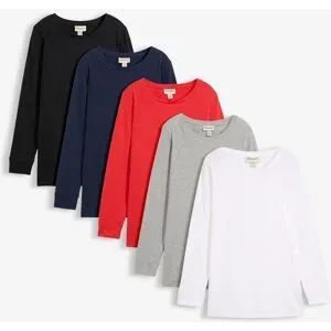 bonprix Longshirt mit Rundhalsausschnitt, Langarm (5er Pack)schwarz 48Damen