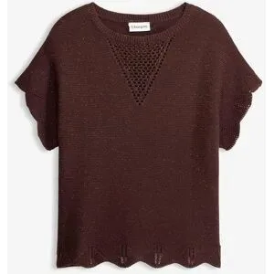 bonprix Kurzarm Pullover mit Glitzergarnbraun 52Damen