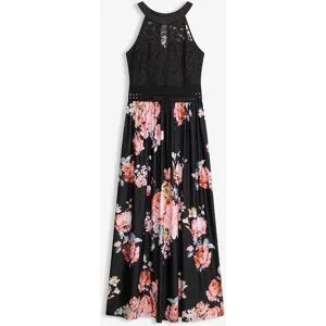 bonprix Maxikleid mit Blumen-Print und Spitzeschwarz 50Damen