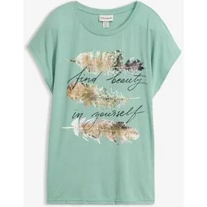 bonprix T-Shirt mit Glitzerdruckgrün 52Damen