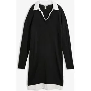 bonprix Strickkleid mit Blusen-Einsatzschwarz 36Damen