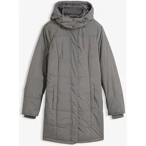 bonprix Long-Steppjacke, wattiert mit Kragen und Kapuzegrau 38Damen
