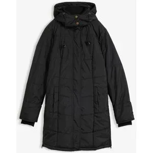 bonprix Long-Steppjacke, wattiert mit Kragen und Kapuzeschwarz 50Damen