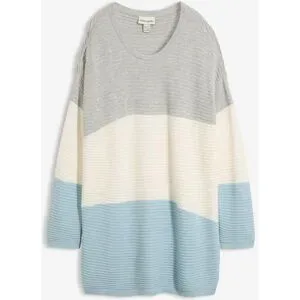 bonprix Longpullover aus Baumwollmischung, mit Rundhalsausschnitt, lange Form
