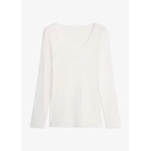 bonprix Ultralight Langarmshirt mit Rundhals-Ausschnitt aus Kaschmir-Mixweiß 4Damen