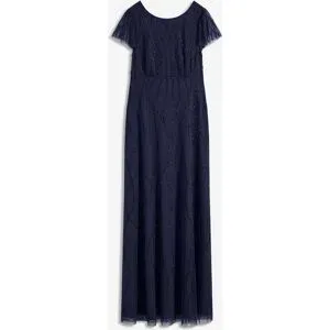 bonprix Maxikleid aus zartem Tüll mit Perlenstickereiblau 46Damen
