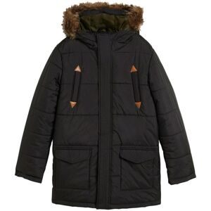 bonprix Winterparka mit Lederimitat-Details und Fellkapuzeschwarz 128Knaben