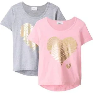 bonprix T-Shirt mit Bio-Baumwolle (2er Pack)grau 176Mädchen