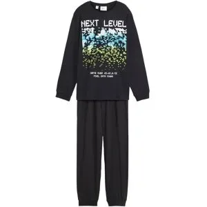 bonprix Pyjama aus reiner Baumwolle  (2-tlg. Set)schwarz 140Knaben