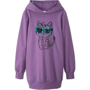 bonprix Oversize Sweatkleid aus reiner Bio-Baumwollelila 128Mädchen