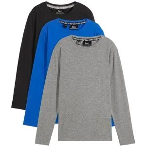 bonprix Langarmshirt mit Bio Baumwolle (3er-Pack)blau 176Knaben