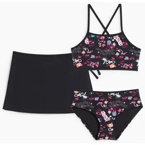 bonprix Mädchen Bikini mit Rock (3-tlg.Set)schwarz 140Mädchen