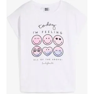 bonprix Smiley Shirt aus reiner Baumwolleweiß 128Mädchen