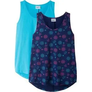 bonprix Top aus elastischem Bio-Baumwoll-Mix (2er Pack)blau 152Mädchen