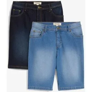 bonprix Stretch-Jeans-Bermuda mit verstellbarem Bund, Regular Fit (2er Pack)blau 134Knaben