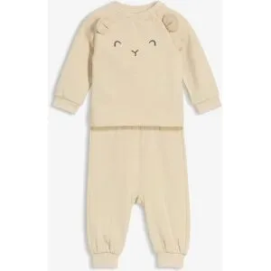 bonprix Weiches Sweatshirt und Hose mit Bio-Baumwolle (2-tlg.Set)beige 56Kinder