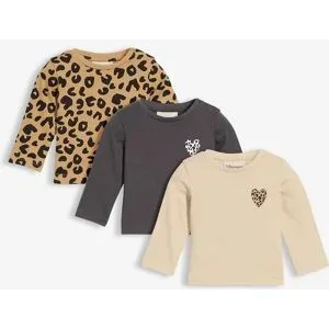 bonprix Longshirt aus reiner Bio-Baumwolle (3er Pack)beige 68Kinder