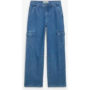 bonprix Loose Fit Cargo-Jeans mit verstellbarem Bund, Straightblau 164Knaben