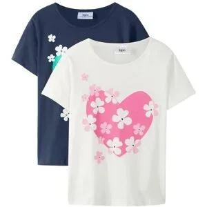bonprix T-Shirt aus reiner Bio-Baumwolle (2er Pack)weiß 176Mädchen
