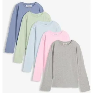 bonprix Langarmshirt aus Baumwolle (5er Pack)grün 146Mädchen
