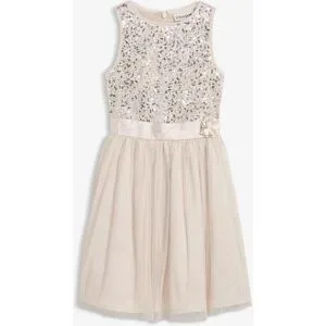 bonprix Kleid mit Satinband und großer Applikationsilber 164Mädchen