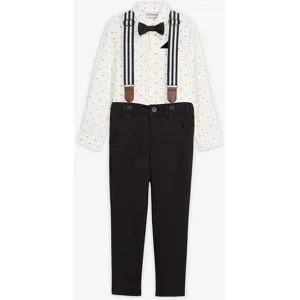 bonprix Langarmhemd, Stretch-Hose, Hosenträger und Fliege (4-tlg.Set)weiß 104Knaben