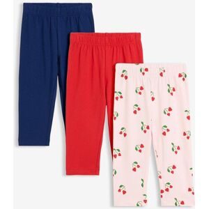 bonprix Capri-Leggings aus elastischem Bio-Baumwoll-Mix (3er Pack)rot 134Mädchen