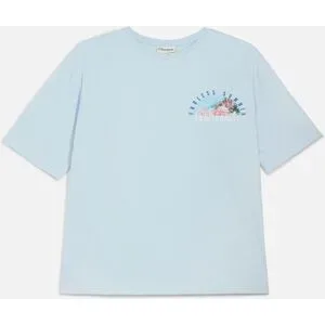 bonprix Loose Fit T-Shirt aus reiner Bio Baumwolle mit großen Rückendruckblau 140Knaben