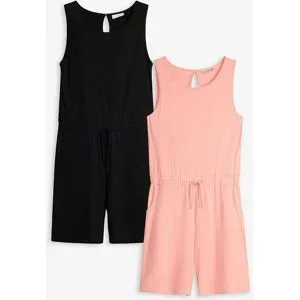 bonprix Jersey-Jumpsuit aus reiner Baumwolleschwarz 146Mädchen