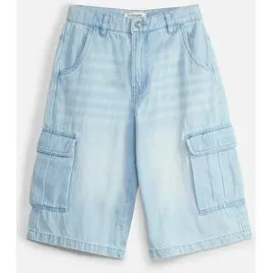 bonprix Long-Cargo-Jeansbermuda mit verstellbarem Bund, Baggy Fitblau 170Knaben