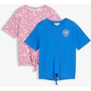 bonprix Halbarm T-Shirt aus elastischem Bio-Baumwoll-Mix  (2er Pack)blau 134Mädchen