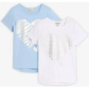 bonprix T-Shirt mit Bio-Baumwolle (2er Pack)blau 128Mädchen