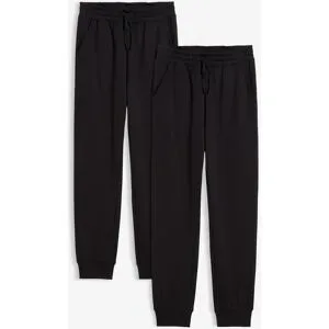 bonprix Jogginghose aus weichem Baumwoll-Mix (2er Pack)schwarz 164Knaben