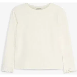 bonprix Langarmshirt aus elastischem Bio-Baumwoll-Mixweiß 152Mädchen