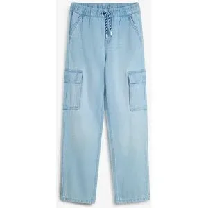 bonprix Loose-Fit-Schlupfjeans mit Cargotaschen, Straightblau 158Knaben