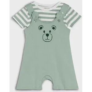 bonprix T-Shirt und Latzshorts aus reiner Bio-Baumwolle (2-tlg. Set)grün 80Knaben